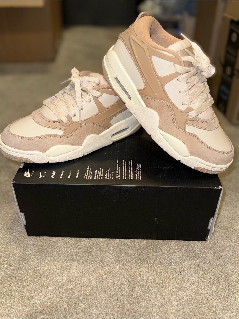 Jordan Women’s Beige and White Chunky Low-Top Sneakers